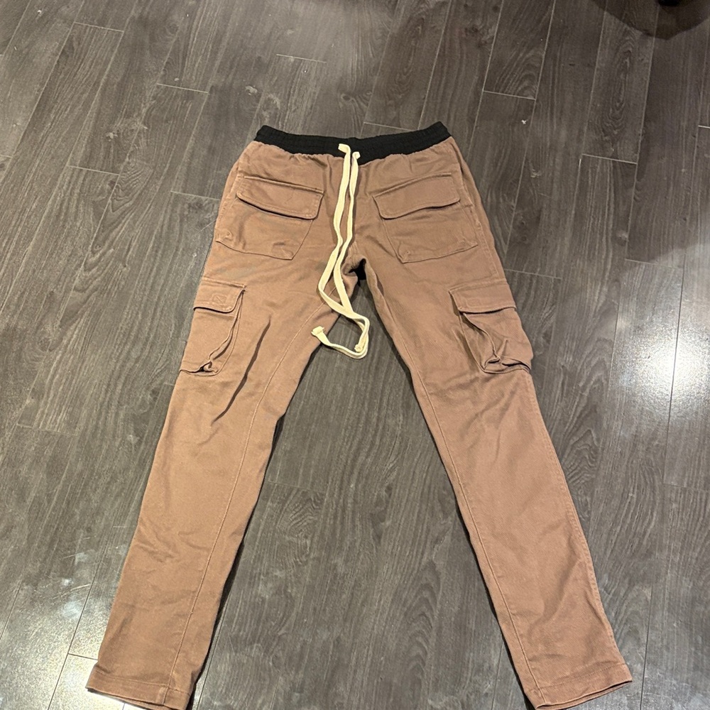 Men's Brown Cargo Pants with Black Waistband